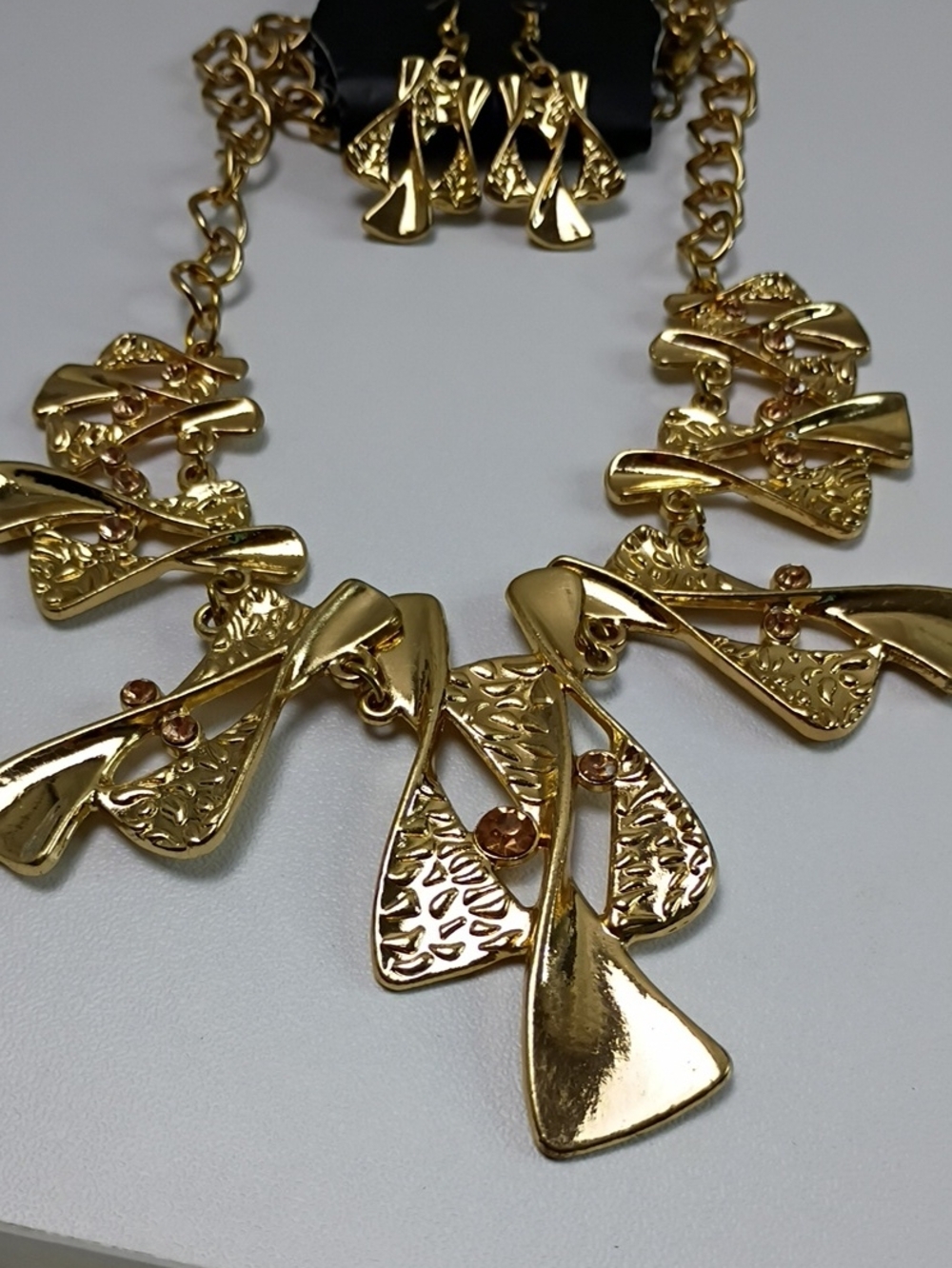 Gold Statement Necklace and Earring Set - Gold Plated Fashion Jewelry
